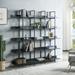 5 Tier Bookshelf Industrial Display Bookcase with Metal Frame Tall Open Storage Shelf Modern Organizer Shelving Units Storage Rack Shelves for Living Room Bedroom Home Office Black