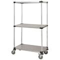 14 Deep x 72 Wide x 92 High 3 Tier Solid Galvanized Mobile Shelving Unit with 1200 lb Capacity