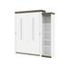 Bestar Orion 85 Queen Murphy Bed with Narrow Bookcase in White