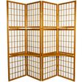 5 1/2 ft. Tall Japanese Window Pane Lattice Shelf Unit Screen - Honey - 4 Panels