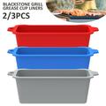 Nyidpsz 3PCS Silicone Grill Grease Cup Liners Reusable Silicone Drip Pans Heat Resistant Grease Tray Liners Washable Griddle Grease Catcher Griddle Accessories 8 x 3.5 x 2.8inch