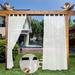 Rosnek Linen Outdoor Sheer Curtain for Patio 52 x 96 Waterproof Tab Top Sheer Curtains Half Privacy for Porch Pergola White 1 Panel