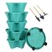 Stackable Planters 5 Tier Vertical Garden Planters Strawberry Herb Flower Vegetable Indoor Outdoor Pots with Wheels Teal