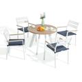 OC Orange-Casual 5 Piece Aluminum Patio Dining Set Outdoor Furniture Set with 4 Stackable Cushioned Chairs and Round Weather Resistant Table w/Umbrella Hole for Deck Backyard Poolside(Dark Blue)