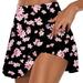 Hfyihgf Floral Print Tennis Skirts with Shorts for Women High Waisted Pleated Flowy Golf Skorts 2 in 1 Summer Workout Yoga Shorts(Pink XXL)