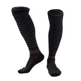Professional Compression Socks Men Knee High Striped Stretch Hosiery Outdoor Sports Running Travel Socks(Black L/XL)