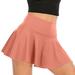 Dianli Skirts for Women Solid Mini Summer Skirt Beach Loose Fashion Casual High Waist Pleated Pocket Tennis Skirt Orange M