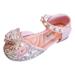 NIUREDLTD Summer Children Shoes Girls Sandals Rhinestone Sequins Bow Pearl Hook Loop Dress Dance Shoes Size 25