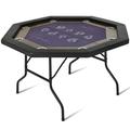 RayChee 8 Players Poker Table Foldable Upgraded Folding Octagon Casion Table Portable Texas Holedem Table w/Stainless Steel Cup Holders Water-Resistant Cushioned Rail (50inch Black)