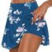 Hfyihgf Floral Print Tennis Skirts with Shorts for Women High Waisted Pleated Flowy Golf Skorts 2 in 1 Summer Workout Yoga Shorts(Blue M)