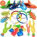 SlaBao Bath Toys 26 pcs/ Pack Swimming Pool Toys for Kids Includes 4 Diving Rings 4 Diving Sharksï¼Œ12 Pirate Treasures 3 Fish Bones 3 Seaweed a Bag Water/Diving Toys for Kid 3+