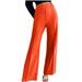 Hfyihgf Womens Stretch Dress Pants Front Seam Casual Slacks Pants Elegant Straight Wide Leg High Waist Suit Trousers for Office Work Business(Orange XL)