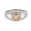 Joyous Eden,'Polished Domed Single Stone Ring with Faceted Citrine Gem'