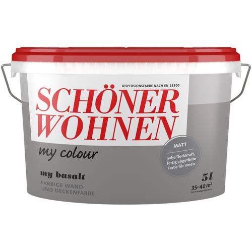 „SCHÖNER WOHNEN-FARBE Wand- und Deckenfarbe „“my colour““ Farben 10 Liter, my magnolia, matt, leicht zu verarbeitende Innenfarbe Gr. 5 l 5000 ml, grau (my basalt) Wandfarbe bunt“