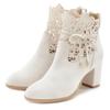 High-Heel-Stiefelette LASCANA, Damen, Gr. 37, weiß (beige), Obermaterial: 100% Textilmaterial. Futter: 100% Textilmaterial. Decksohle: 100% Textilmaterial. Laufsohle: 100% Synthetik, unifarben, modisch, Schuhe, mit modischer Spitze und bequemen...