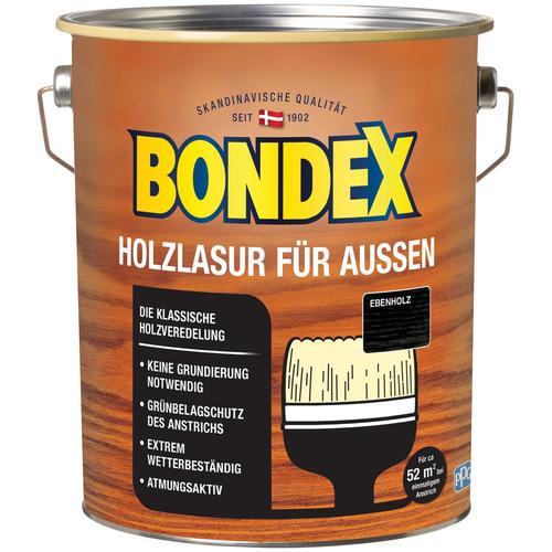 "BONDEX Holzschutzlasur ""HOLZLASUR FÜR AUSSEN"" Farben Gr. 4000 ml, schwarz (ebenholz) Holzlasuren"