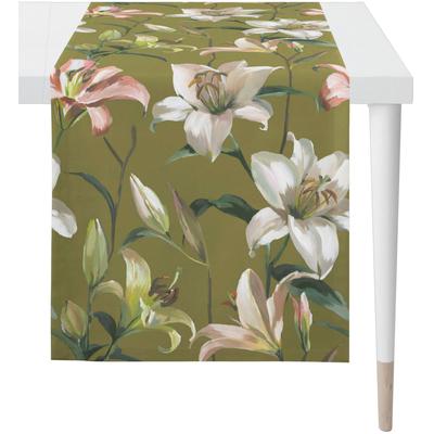 Tischläufer APELT "5602 SUMMERTIME, Sommerdeko, Sommer", grün (grün, natur), B:48cm L:140cm, Baumwolle, Tischdecken, Digitaldruck Image