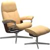 Fußhocker STRESSLESS "Consul", gelb, B:54cm H:41cm T:39cm, Hocker, mit Cross Base, Größe S, M & L, Holzakzent Braun