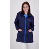Regenmantel DEPROC ACTIVE "ROBSON LONG WOMEN", Damen, Gr. 36 (S), blau (navy), 100% Polyester, casual, Langarm mit innenliegendem Gummizug, Mäntel, auch in Großen Größen erhältlich