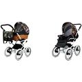 BabyLux ALU 2in1 Stroller for Toddlers – Pushchairs & Prams – Baby Stroller Pushchair for Newborn and Toddler – Baby Newborn Pram – 59x105x125cm – Max 15kg – Garden Flowers White Frame