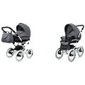 BabyLux Margaret White 2 in 1 Baby Travel System Pram Stroller Adjustable Detachable Rain Cover Footmuff Newborn to Baby Bearing Wheels Grey Flex