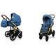 BabyLux Aspero 2 in 1 Baby Travel System Pram Stroller Adjustable Detachable Rain Cover Footmuff Newborn to Baby Polyurethane Foam Tire Blue Flex