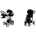 BabyLux Lilly 2 in 1 Baby Travel System Pram Stroller Adjustable Detachable Rain Cover Footmuff Newborn to Baby Polyurethane Foam Tire Carbon