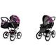 BabyLux Margaret Exclusive 2 in 1 Baby Travel System Pram Stroller Adjustable Detachable Rain Cover Footmuff Newborn to Baby Bearing Wheels Bouquets Peony On Black