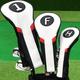 Golf Club Head covers Wood Set 3 PACKS 1FH DR FW UT for Driver Fairway Hybrid with No.Tag Elastic Closure White&Black&Red PU Leather