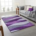 Rugs City Area Rugs Violet Purple Modern Rug Abstract Carpet Soft Short Pile Living Room Carpets Anti Slip Floor Mat Large for Hallway Bedroom (Design #9, 160 X 230 CM)