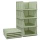 Set of 4 Stackable Foldable Wardrobe Storage Box Organizer (Easy Open and Folding), Plastic Wardrobe Shelves Closet Organiser Box, Pull Out Like a Drawer, Suitable for Home, Bedroom, Kitchen