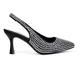 Womens Diamante Bridal Shoes Ladies Slingback Point Toe Low Heel Wedding Party Black Court Shoes Size 8