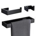 Lairuier 3-Piece Bathroom Hardware Set Matte Black Towel Holder Set Stainless Steel Towel Bar Toilet Paper Holder Robe Hook, Wall Mounted, L8P3-BK