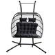 Samuel Alexander Grey Luxury 2 Seater Double Hanging Egg Chair Garden Outdoor Swing Folding Cocoon Chair Rattan Garden Furniture Indoor & Outdoor Conservatory Furniture With Cushion Cover