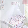 Kids Bed Canopy Drape Mosquito Net with Holder to Fit Cot and Baby Crib Bed Tent for Children Baby Dome Nursery Curtains for Children Bedroom (Red Hearts on White)