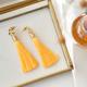 Gold Plate And Sunshine Yellow Tassel Drop Earrings, Gold