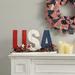 The Holiday Aisle® USA Table Centerpiece 18 Inches Wood Patriotic Tabletop Display Decorative Word Sign w/ Berries Stars National Day Decor For Table Cutout Word Sign | Wayfair