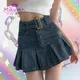 Jupe en jean plissée taille haute pour femmes Harajuku Y2k Kawaii Hot Girl jupe en jean de style