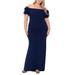 Plus Size Off-the-shoulder Scuba-crepe Gown - Blue - Xscape Dresses