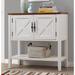 35.4" Farmhouse Wood Console Table with 2 Doors Cabinet & Open Shelf for Living Room, Entryway, Antique White