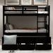 Twin Bunk Bed with Ladder, Safety Rail, Twin Trundle Bed with 3 Drawers for Teens Bedroom, Guest Room Furniture