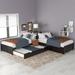 Twin Size Modern L-shaped Platform Bed with Trundle and Drawers Linked with built-in Desk