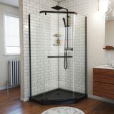 DreamLine Prism 40 in. x 74 3/4 in. Frameless Neo-Angle Pivot Shower Enclosure in Oil Rubbed Bronze with Black Base Kit