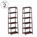 Lavish Home 5-Tier Leaning Ladder Shelf Set of 2, Dark Brown