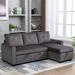 Velvet Fabric Reversible Sleeper Sectional Sofa Bed with Storage