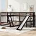 MDF Twin over Full Bunk Bed with Twin Size Loft Bed with Desk and Slide,Full-Length Guardrail，Built-in Desk.