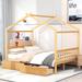 Full Size House Platform Bed with Headboard and Footboard,Two Storage Drawers,Roof Design,Easy Assembly