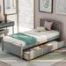 Twin Size Modern Wooden Platform Storage Bed Frame with Headboard and Two Drawers
