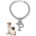 Icemond Rhinestone Studded Initial Pendant 18 Cuban Chain Fashion Costume Jewelry Necklace for Dogs Cats in Gold Rhodium Tone