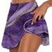 ZQGJB Women s Athletic Tennis Skorts with Pockets Built-in Shorts Golf Active Skirts for Sports Running Gym Training Vintage Floral Print Summer Fake Two Piece Skirts Purple L